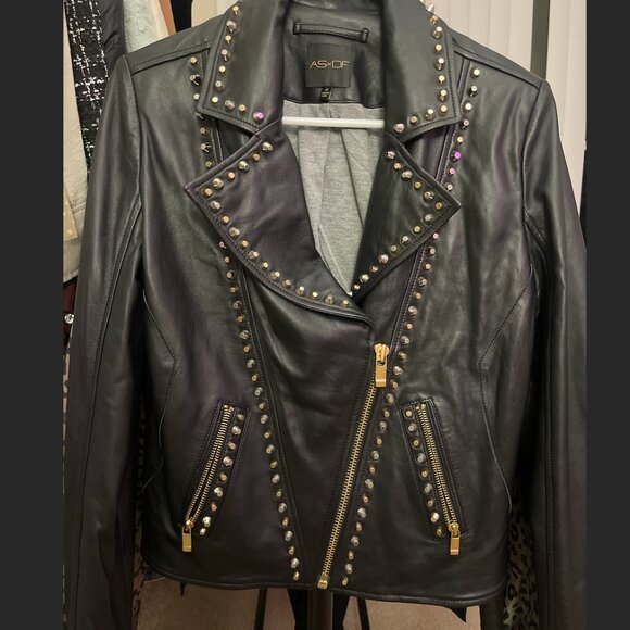 AS by DF- Black Leather Jacket (Size M) - Picture 1 of 3
